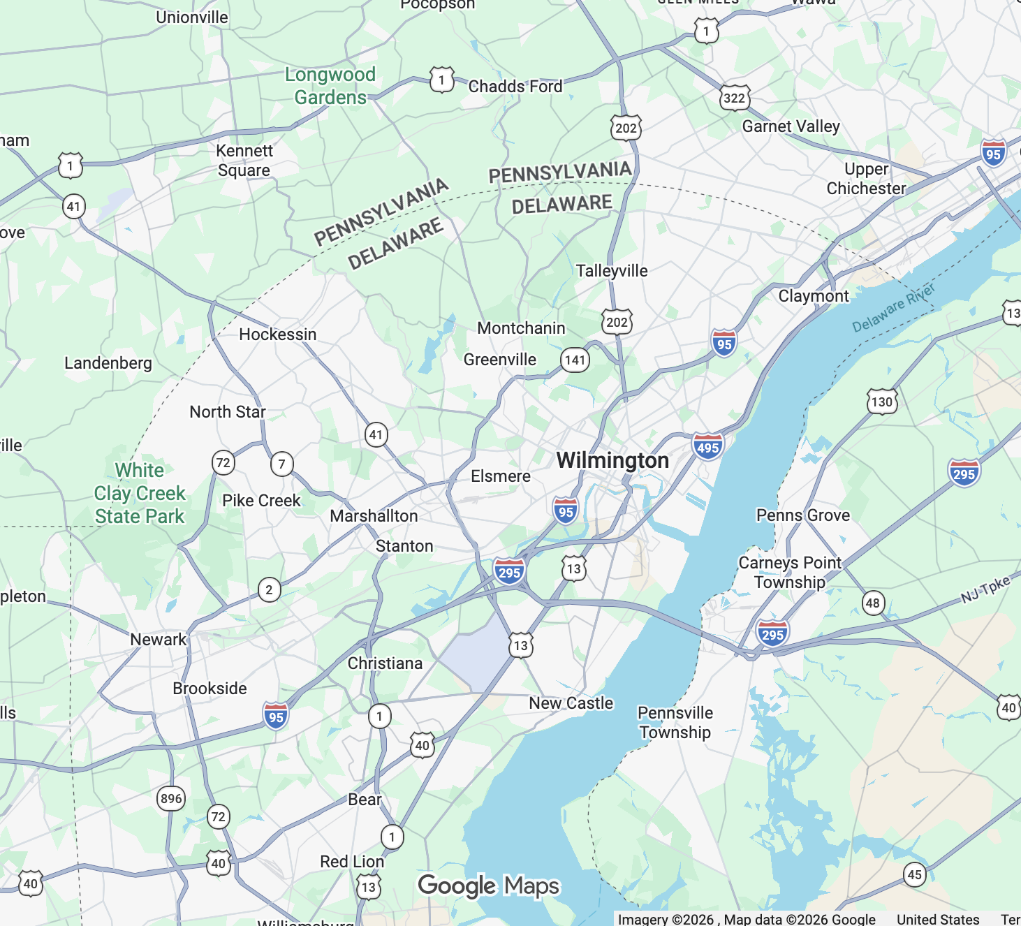Service area map for Snoopy's Lawncare